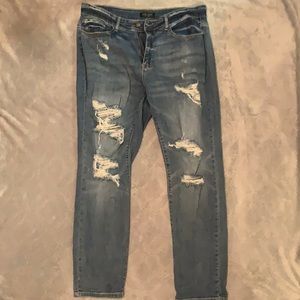 Judy Blue Distressed Boyfriend Jeans - Light Blue